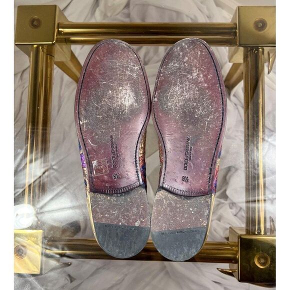 DOLCE & GABBANA Multicolor Jacquard Gold-Tone DG Logo Slip-On Loafers Si… - Picture 10 of 16